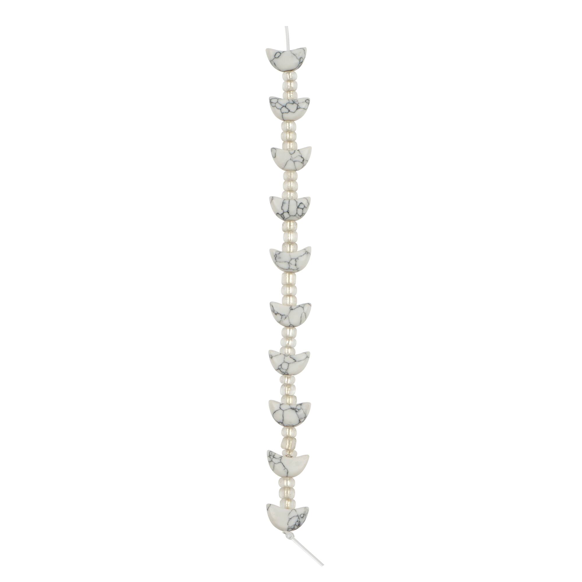 6.5mm x 10mm White Moon Reconstituted Howlite Beads by Bead Landing™